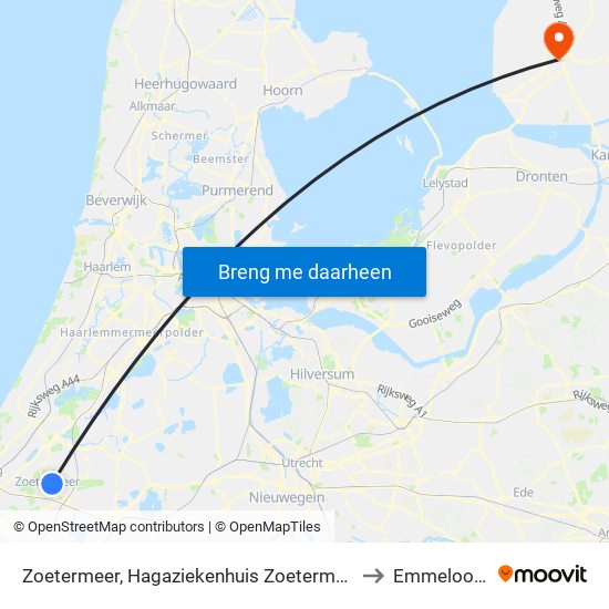Zoetermeer, Hagaziekenhuis Zoetermeer to Emmeloord map