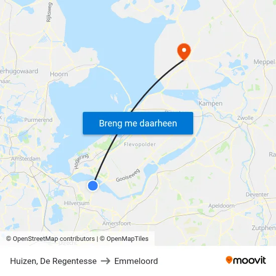 Huizen, De Regentesse to Emmeloord map
