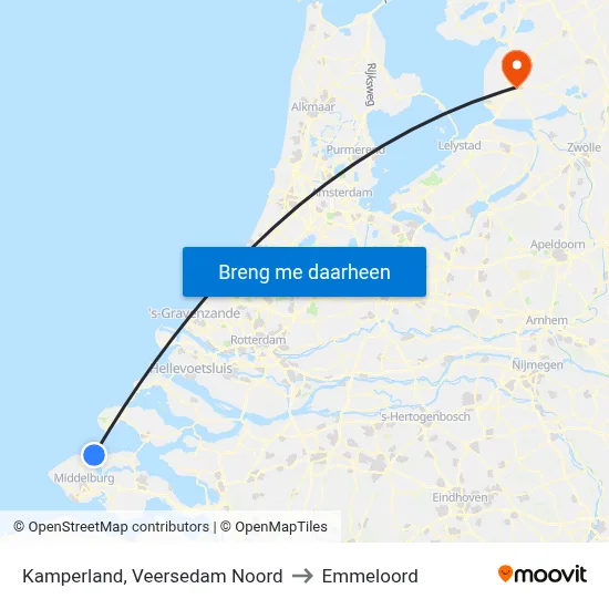 Kamperland, Veersedam Noord to Emmeloord map