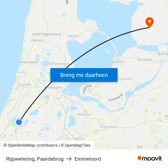Rijpwetering, Paardebrug to Emmeloord map
