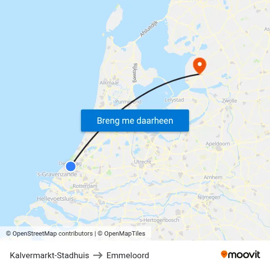Kalvermarkt-Stadhuis to Emmeloord map