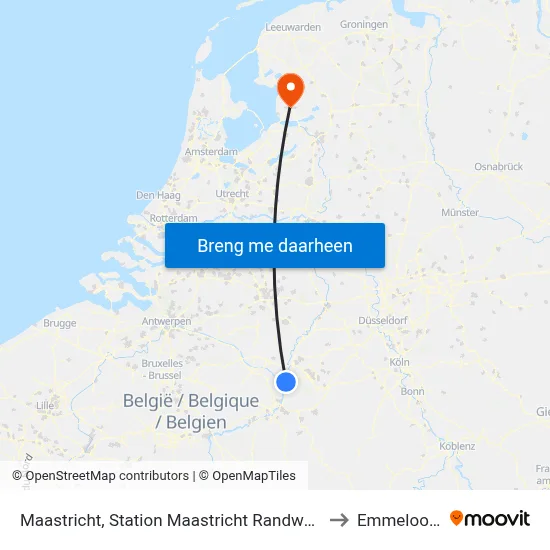 Maastricht, Station Maastricht Randwyck to Emmeloord map