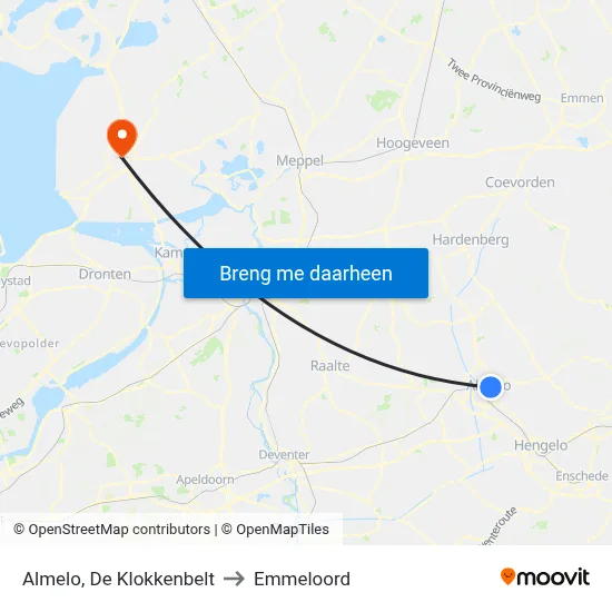 Almelo, De Klokkenbelt to Emmeloord map