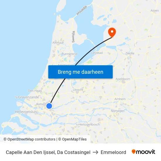 Capelle Aan Den Ijssel, Da Costasingel to Emmeloord map