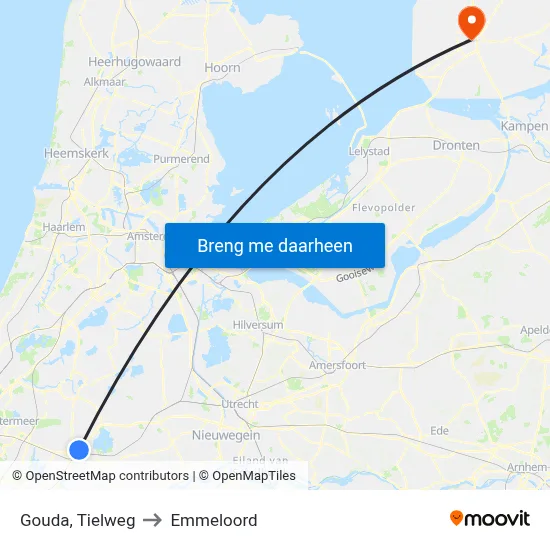Gouda, Tielweg to Emmeloord map
