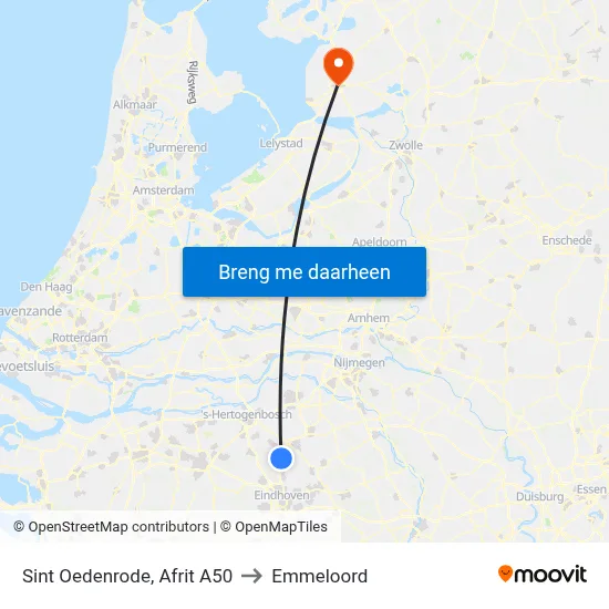 Sint Oedenrode, Afrit A50 to Emmeloord map
