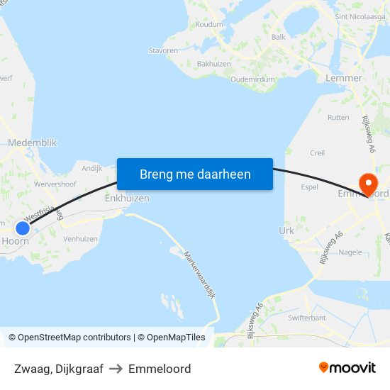 Zwaag, Dijkgraaf to Emmeloord map