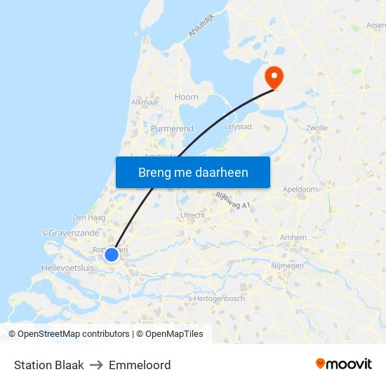 Station Blaak to Emmeloord map