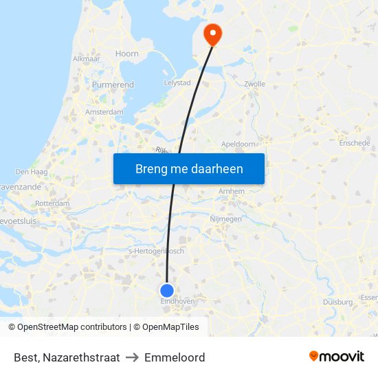 Best, Nazarethstraat to Emmeloord map