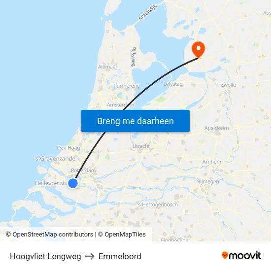Hoogvliet Lengweg to Emmeloord map