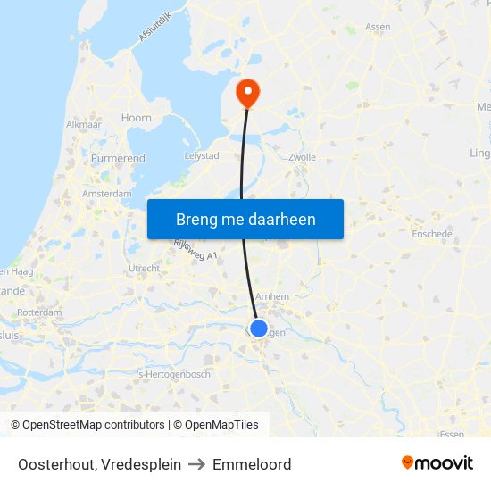 Oosterhout, Vredesplein to Emmeloord map