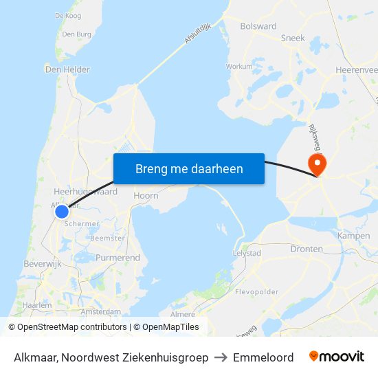 Alkmaar, Noordwest Ziekenhuisgroep to Emmeloord map