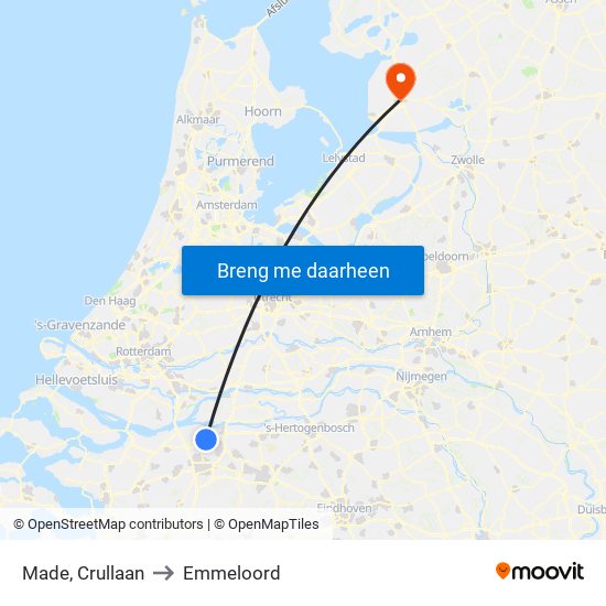 Made, Crullaan to Emmeloord map