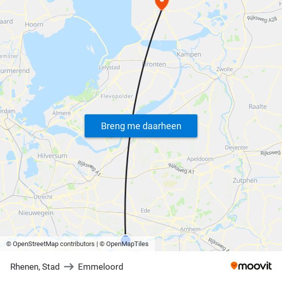 Rhenen, Stad to Emmeloord map
