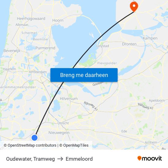 Oudewater, Tramweg to Emmeloord map