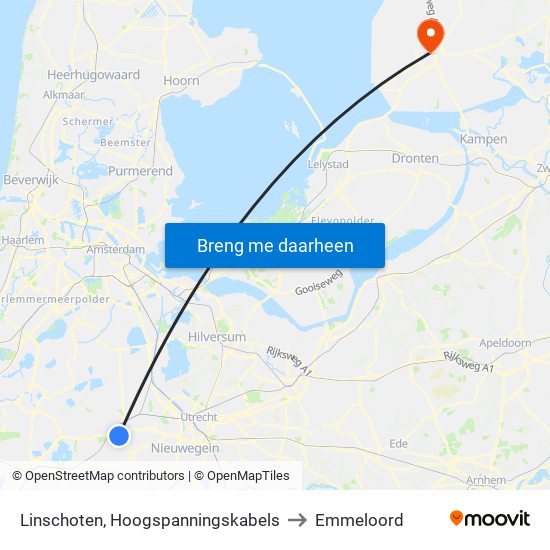 Linschoten, Hoogspanningskabels to Emmeloord map
