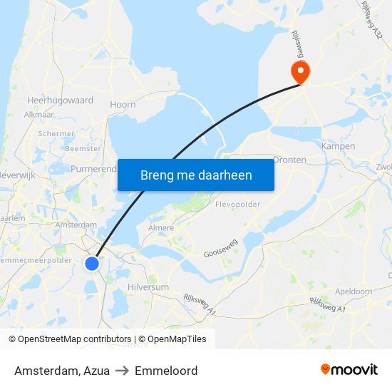Amsterdam, Azua to Emmeloord map
