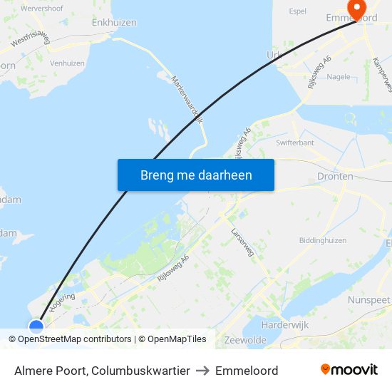 Almere Poort, Columbuskwartier to Emmeloord map