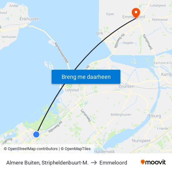 Almere Buiten, Stripheldenbuurt-M. to Emmeloord map