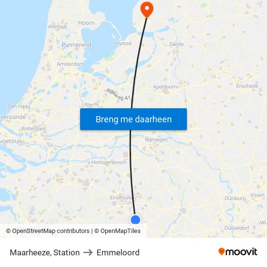 Maarheeze, Station to Emmeloord map