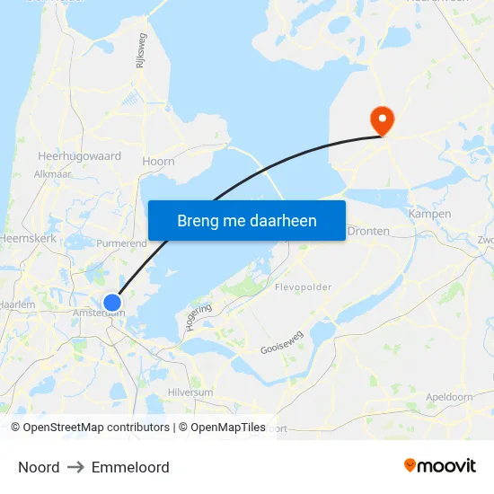 Noord to Emmeloord map