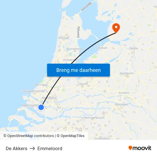 De Akkers to Emmeloord map