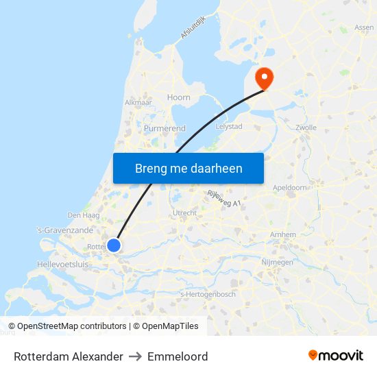 Rotterdam Alexander to Emmeloord map