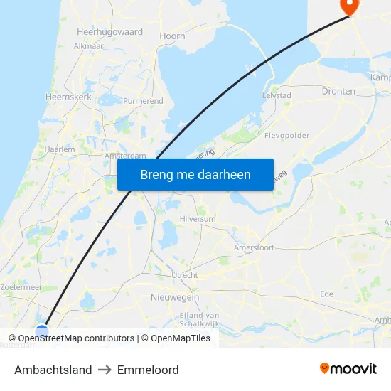 Ambachtsland to Emmeloord map