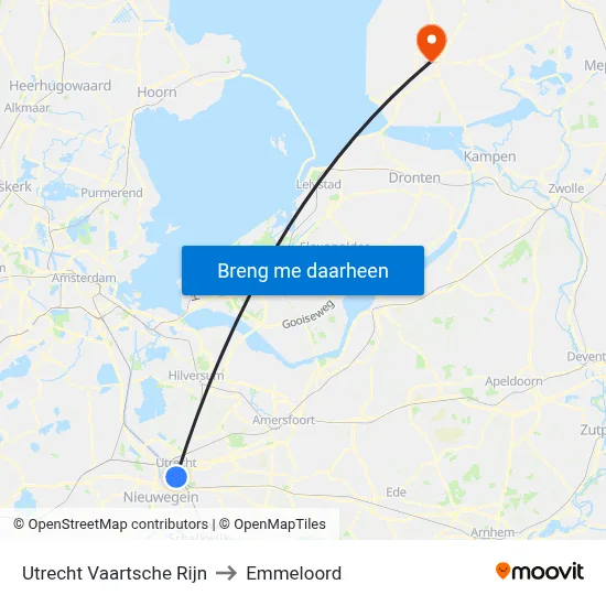 Utrecht Vaartsche Rijn to Emmeloord map