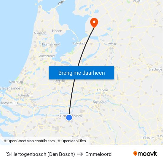 'S-Hertogenbosch (Den Bosch) to Emmeloord map