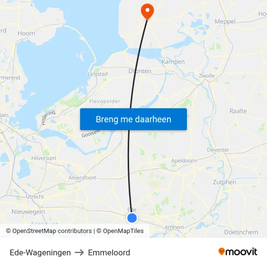 Ede-Wageningen to Emmeloord map