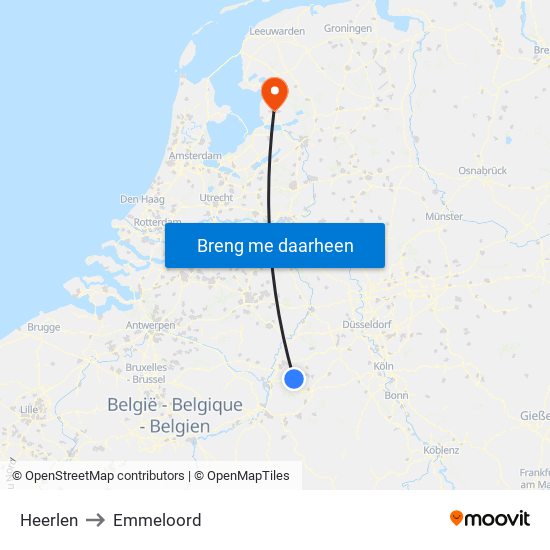 Heerlen to Emmeloord map