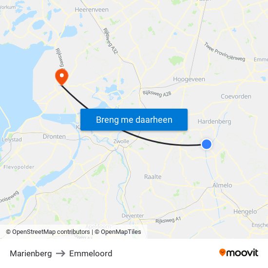 Marienberg to Emmeloord map