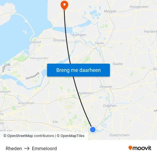 Rheden to Emmeloord map
