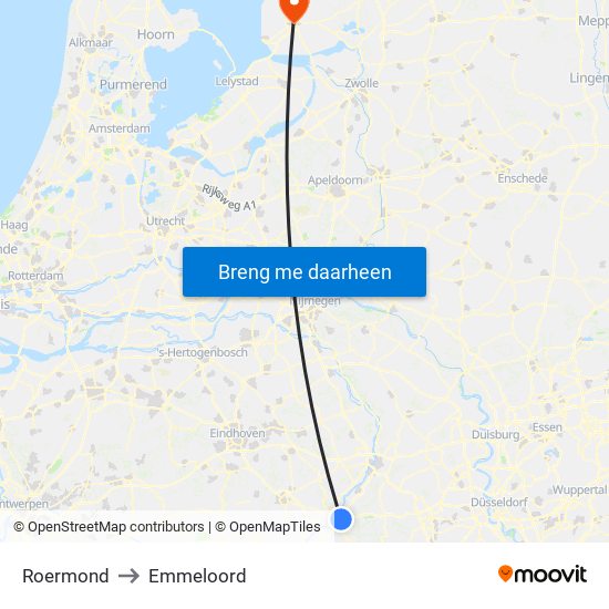 Roermond to Emmeloord map