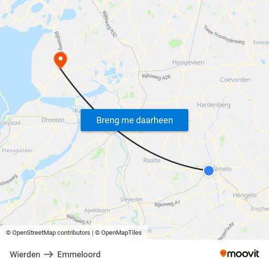 Wierden to Emmeloord map