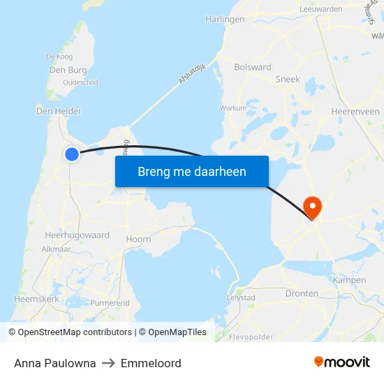 Anna Paulowna to Emmeloord map