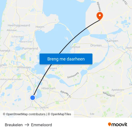 Breukelen to Emmeloord map