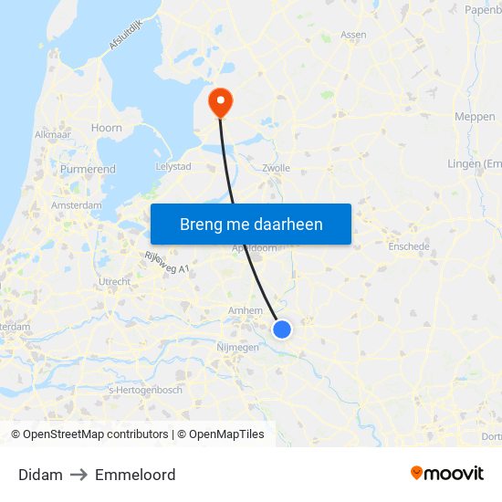 Didam to Emmeloord map