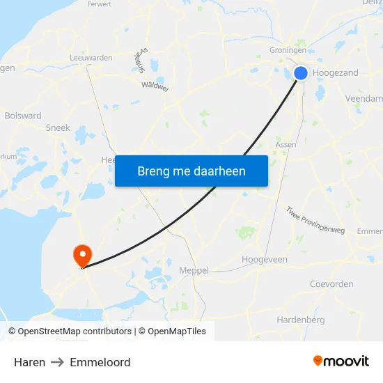 Haren to Emmeloord map