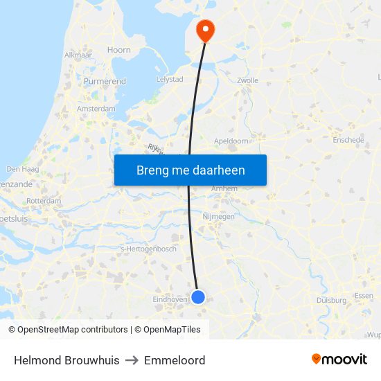 Helmond Brouwhuis to Emmeloord map