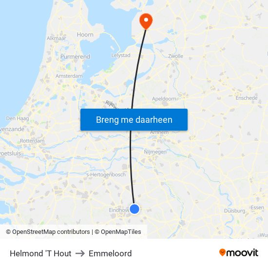 Helmond 'T Hout to Emmeloord map