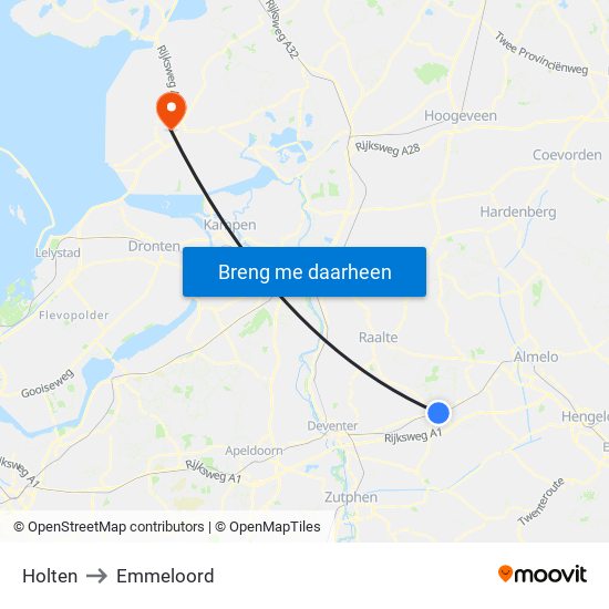 Holten to Emmeloord map