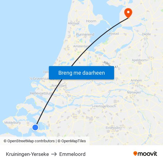 Kruiningen-Yerseke to Emmeloord map