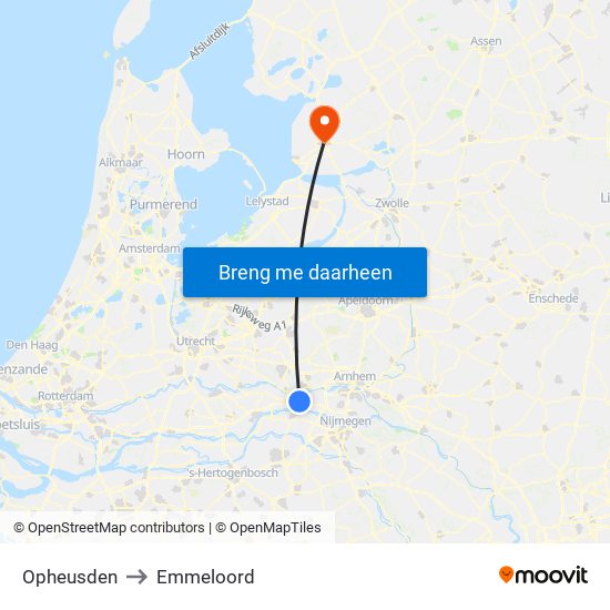 Opheusden to Emmeloord map