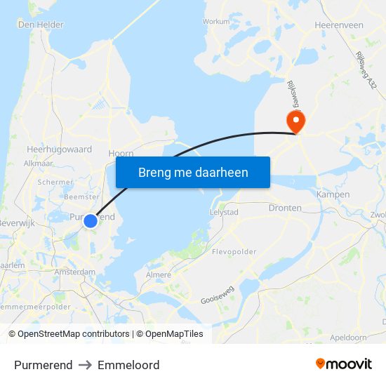 Purmerend to Emmeloord map