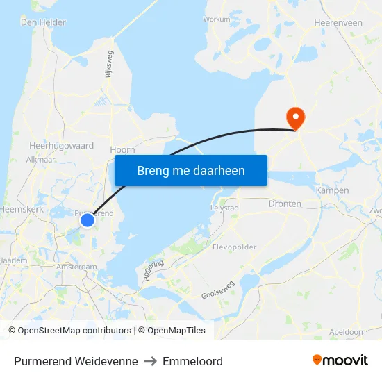 Purmerend Weidevenne to Emmeloord map