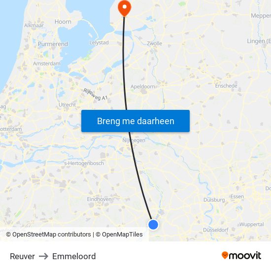 Reuver to Emmeloord map