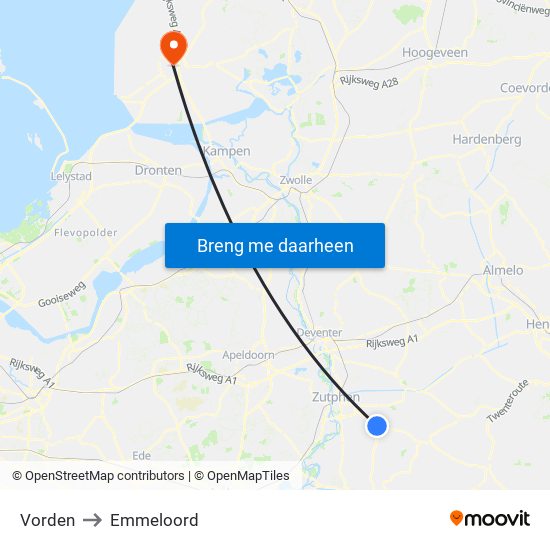 Vorden to Emmeloord map