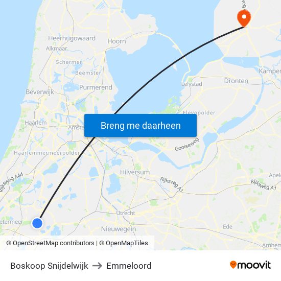 Boskoop Snijdelwijk to Emmeloord map